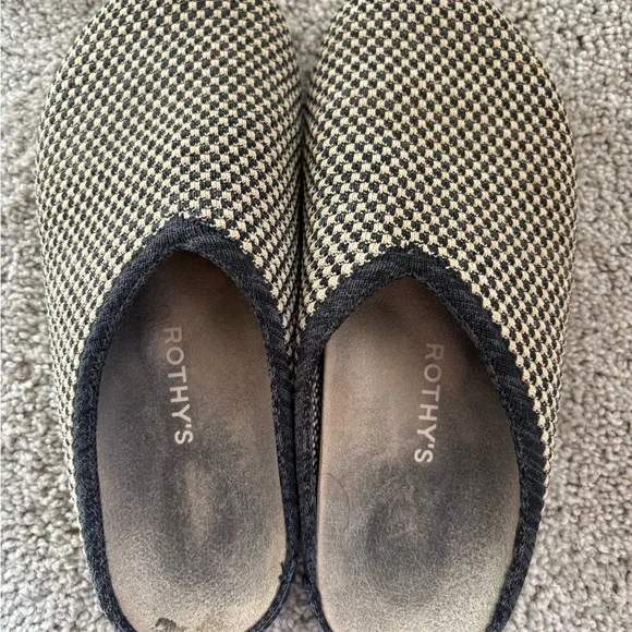 Rothy’s The Casual Clog in Toffee/Checkered Mules - Picture 3 of 4